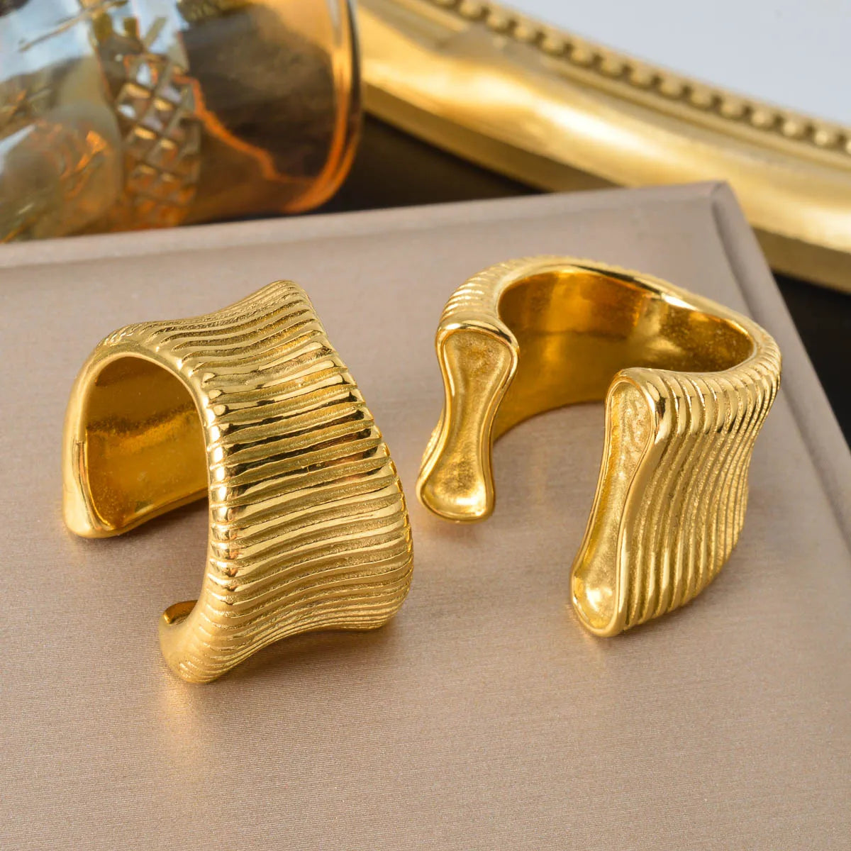 18K Plated Oversized Open Cuff Waterproof Bangle