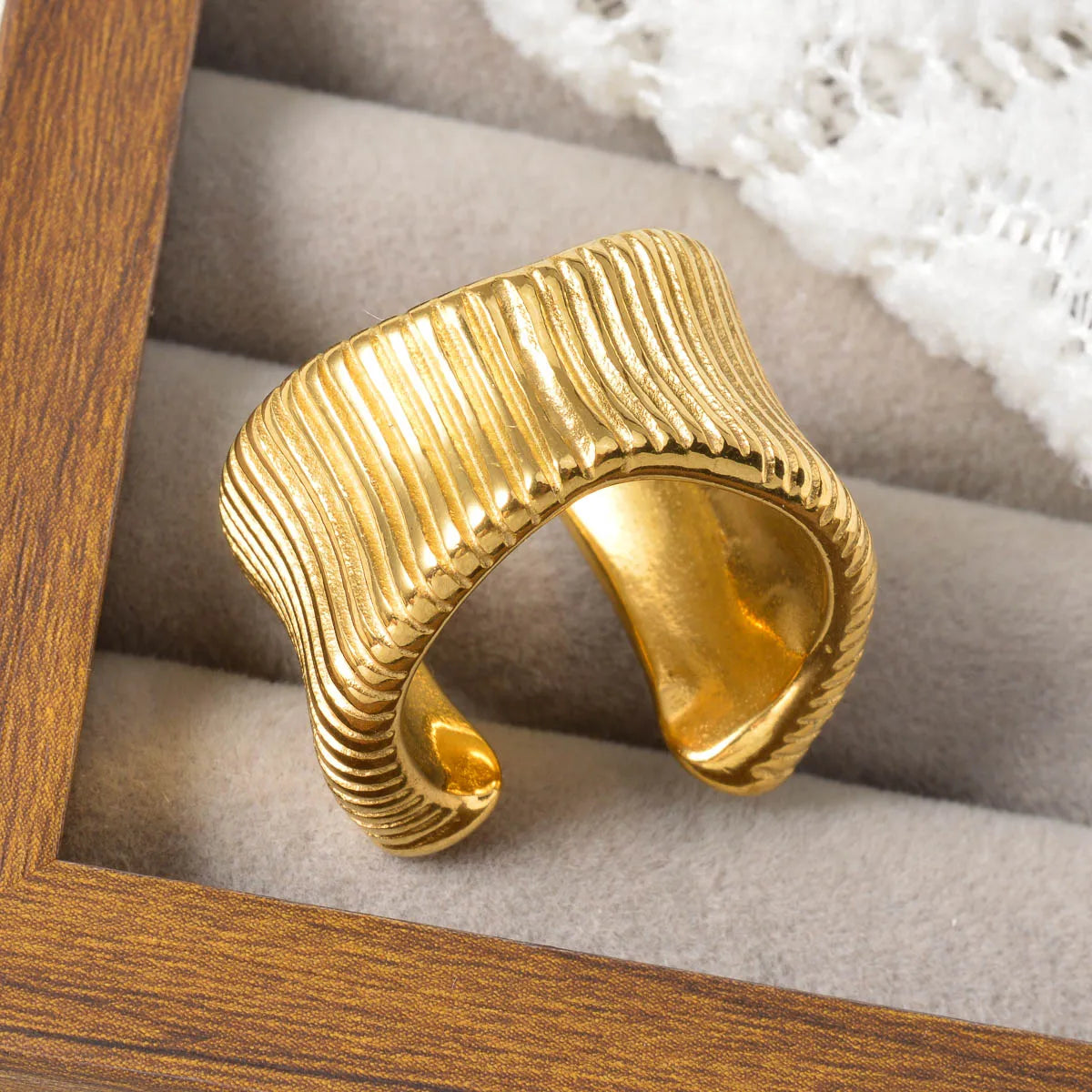 18K Plated Oversized Open Cuff Waterproof Bangle
