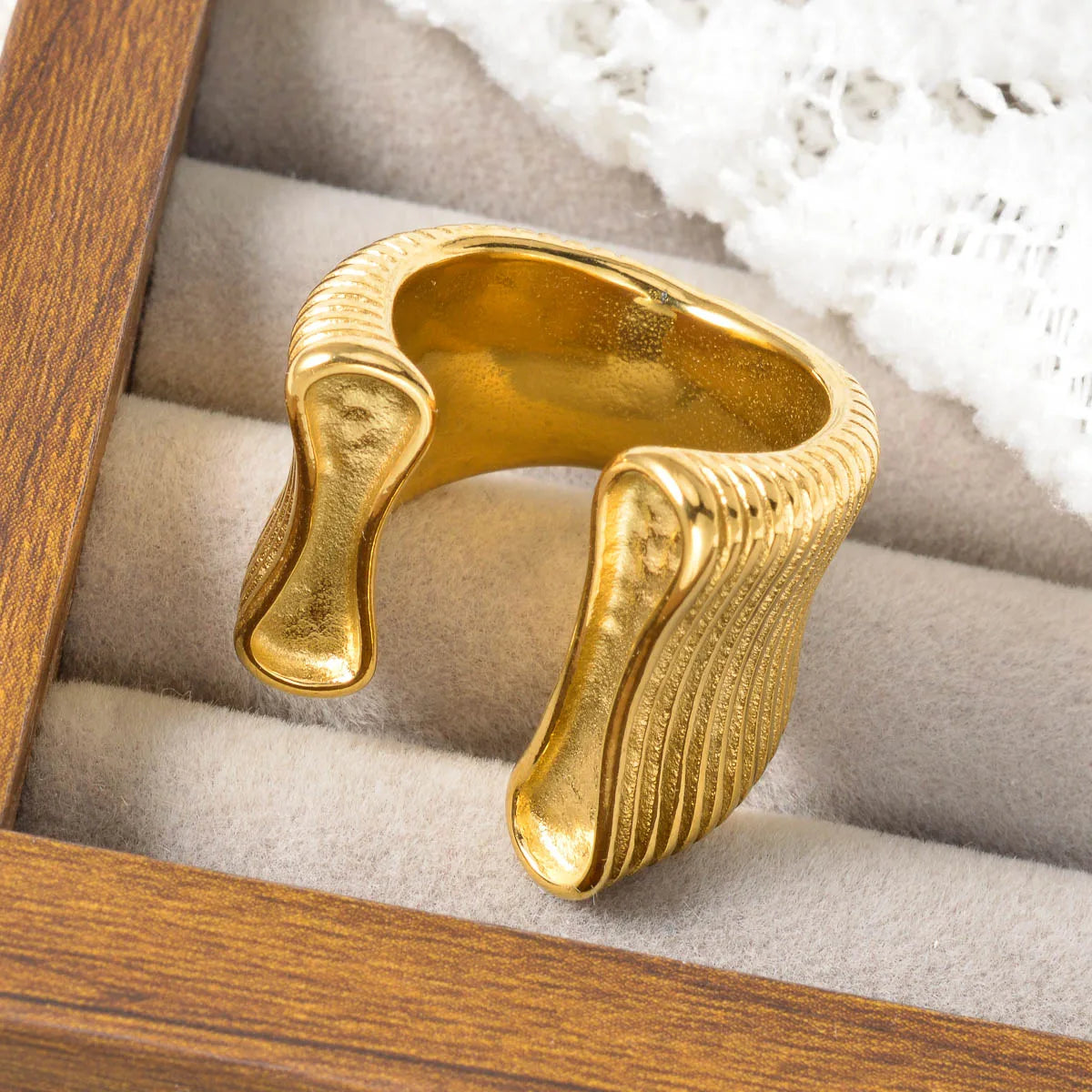 18K Plated Oversized Open Cuff Waterproof Bangle