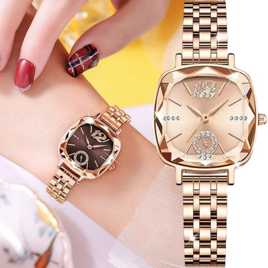 Luxury Watch for Woman Waterproof Stainless Steel Quartz