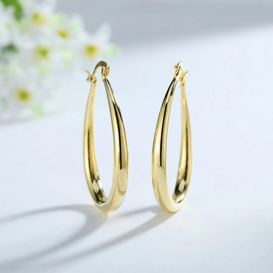 925 Sterling Silver 18K gold plated oval earrings