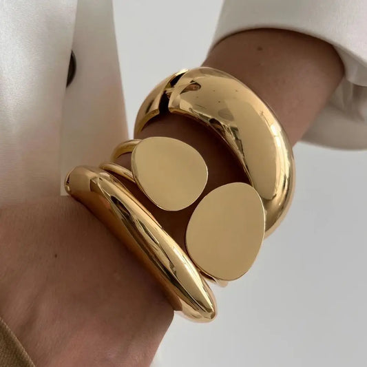 Exaggerated Punk Chunky Gold Bangle Bracelets