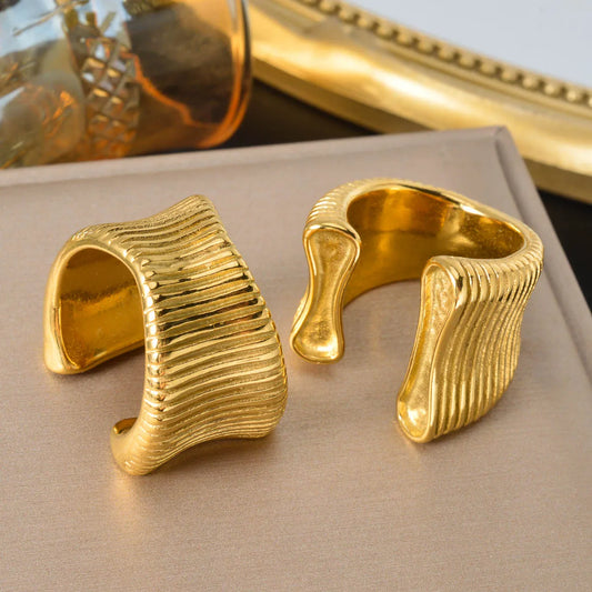 18K Plated Oversized Open Cuff  Waterproof Bangle