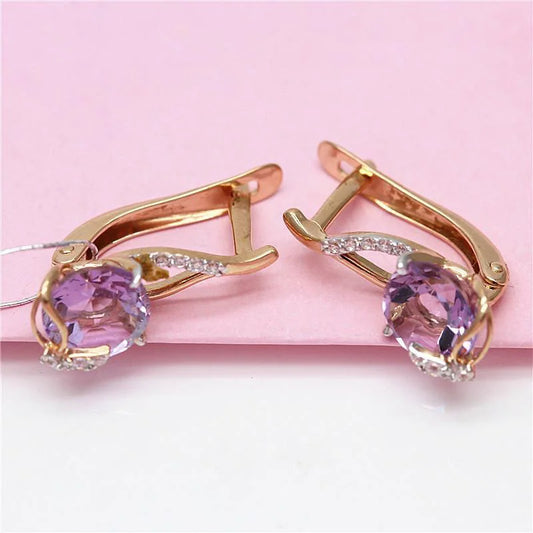 14K Rose Gold Shining Exquisite Earings