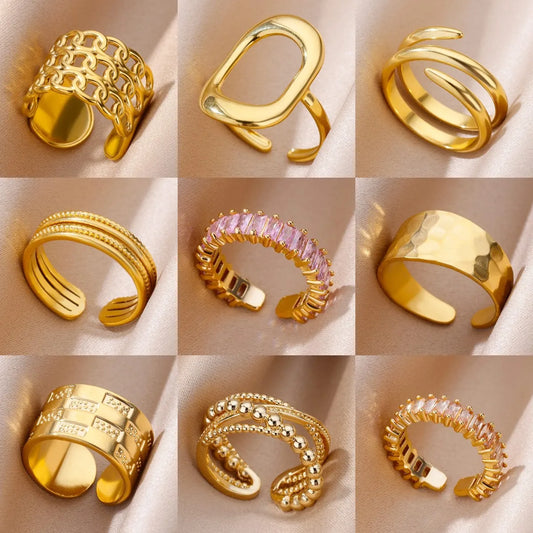 316L Stainless Steel Rings for Women Gold Color Never Fade