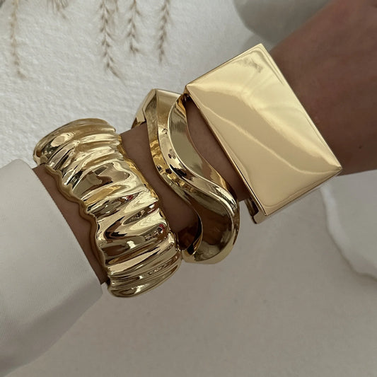 Chunky Wide Embrace Bracelet Bangle Stainless Steel