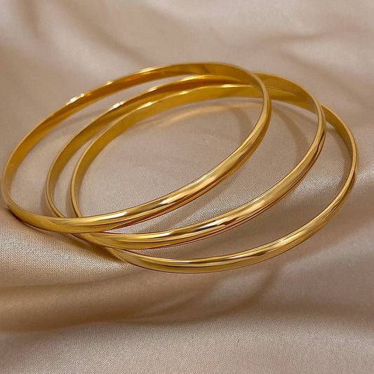3pcs 18K Gold Plated Stainless Steel Bangle Bracelet for Women