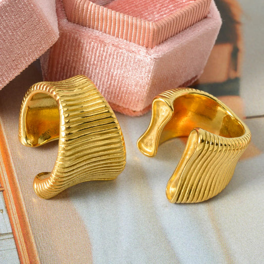 18K Plated Oversized Open Cuff  Waterproof Bangle