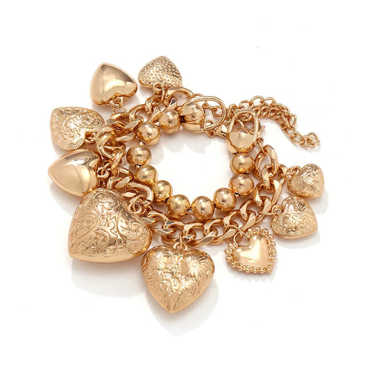 Metal Chunky Chain Heart  Bracelet for Women